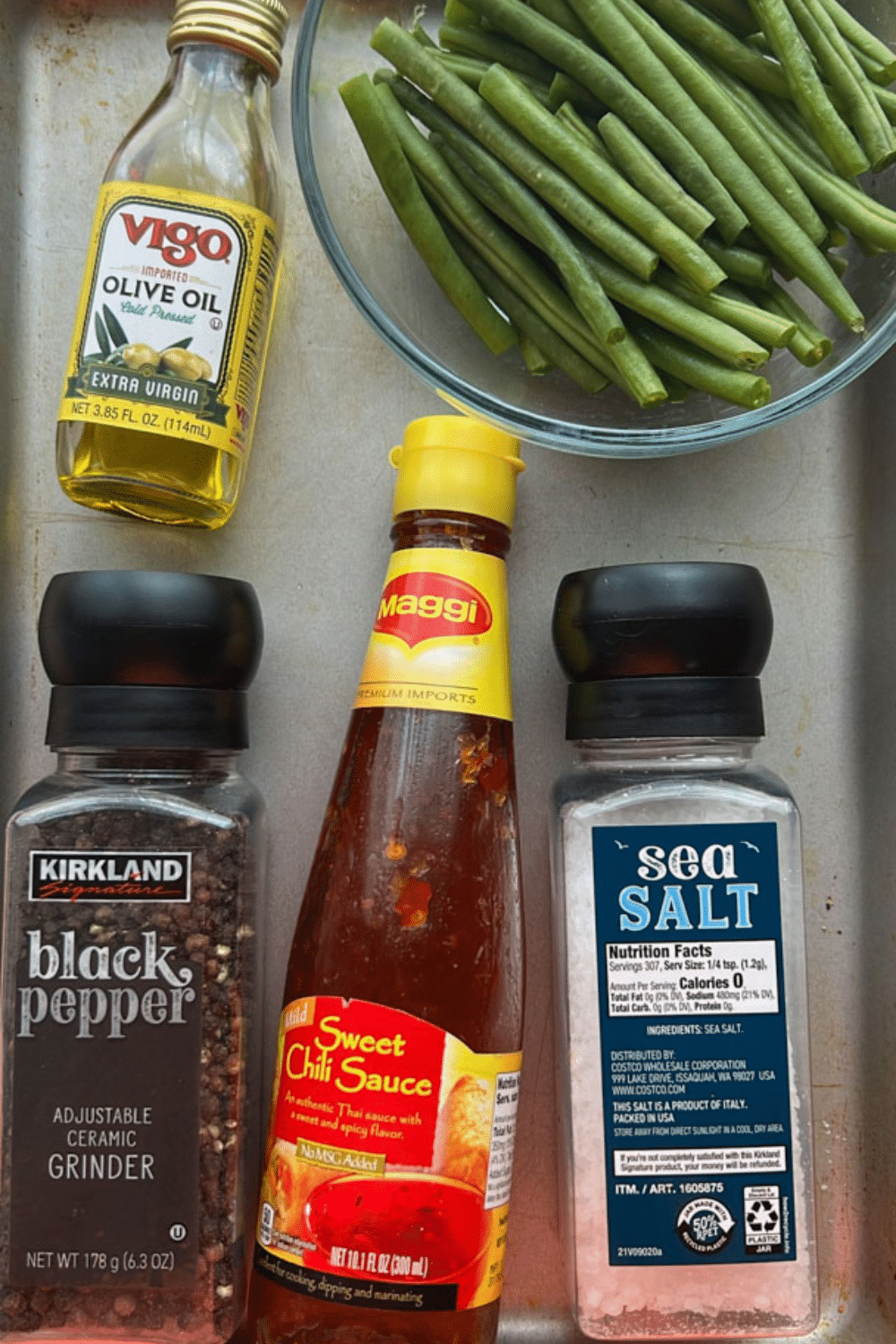 Ingredients to make air fryer sweet chili green beans