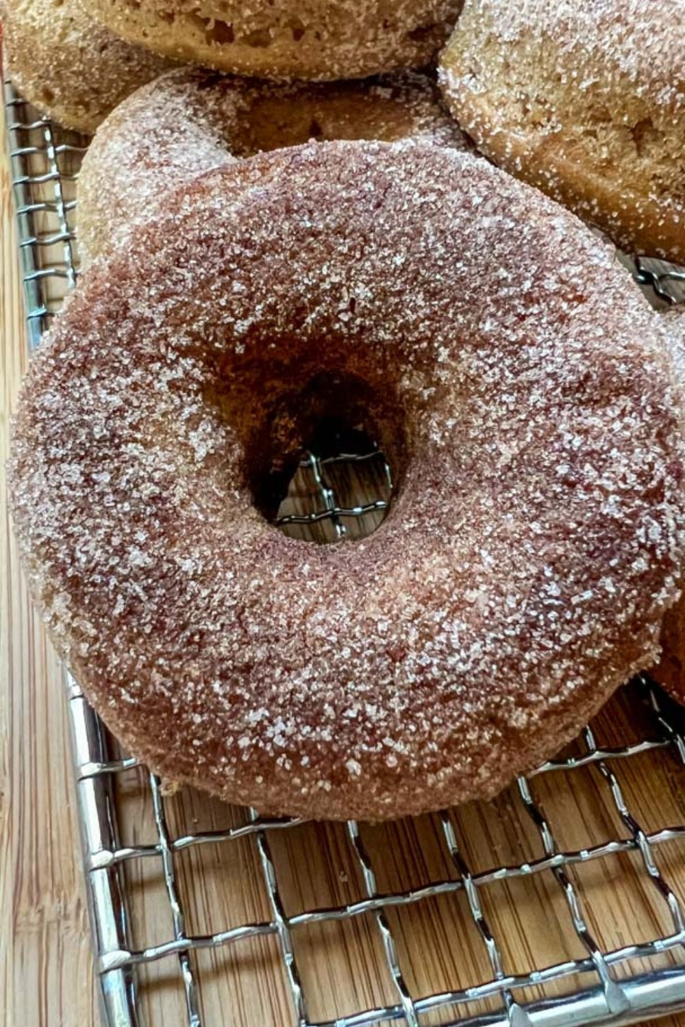 close up of apple cider donut