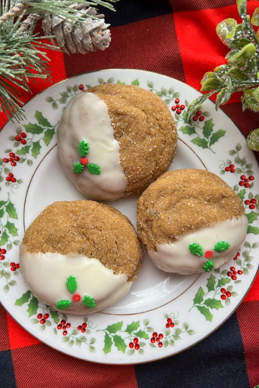 three christmas gingerbread cookies