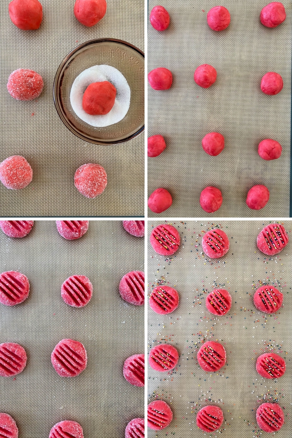 4 PHOTOS SHOWING HOW TO MAKE WHIPPED SHORTBREAD COOKIES