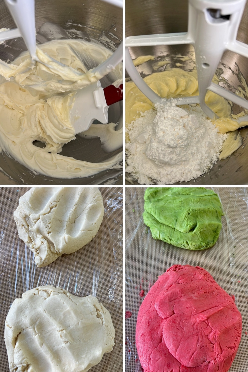 4 PHOTOS SHOWING HOW TO MAKE WHIPPED SHORTBREAD COOKIES