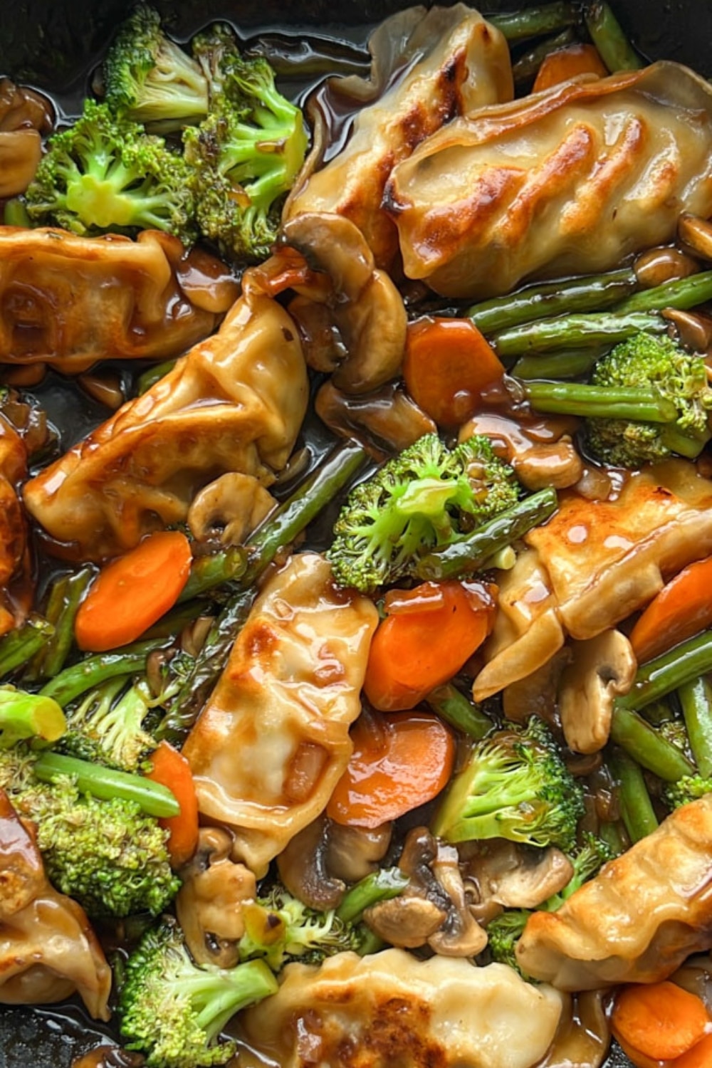 potsticker stir fry close up