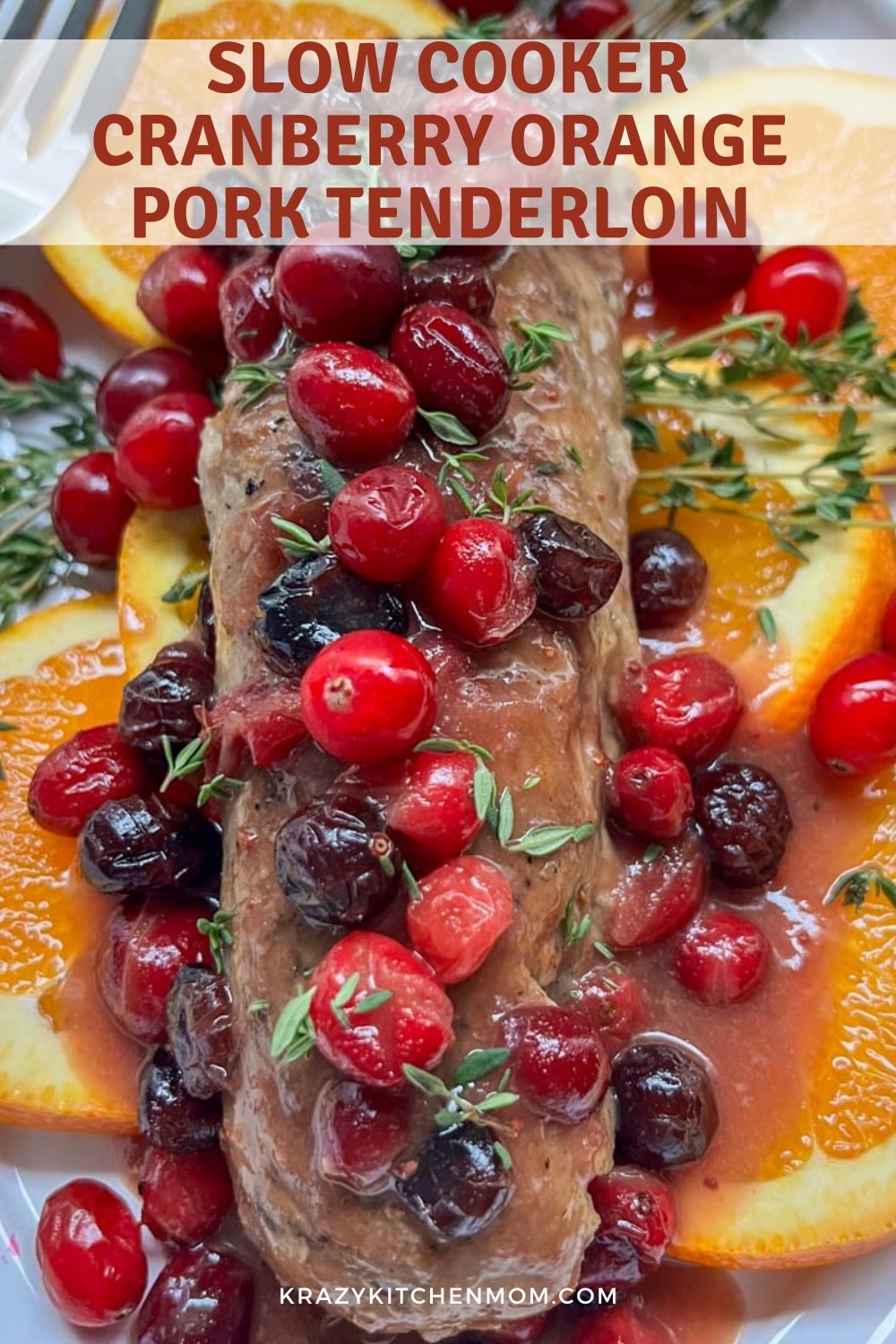 Celebrate this holiday season with this stunning, juice, flavorful, easy-to-make slow cooker pork tenderloin. via @krazykitchenmom