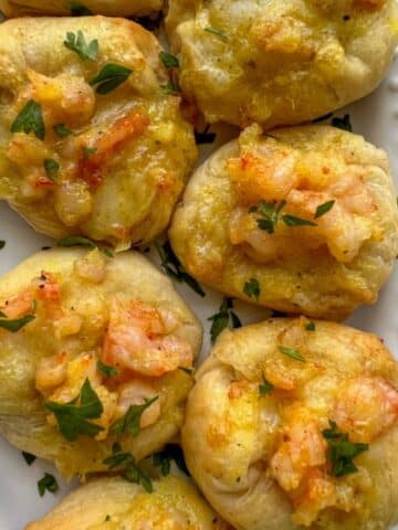 close up curried shrimp toast appetizer