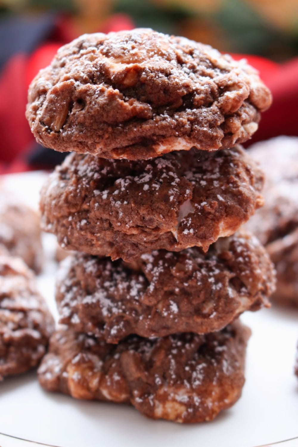 Stack of Rocky Road Chocolate Cookies