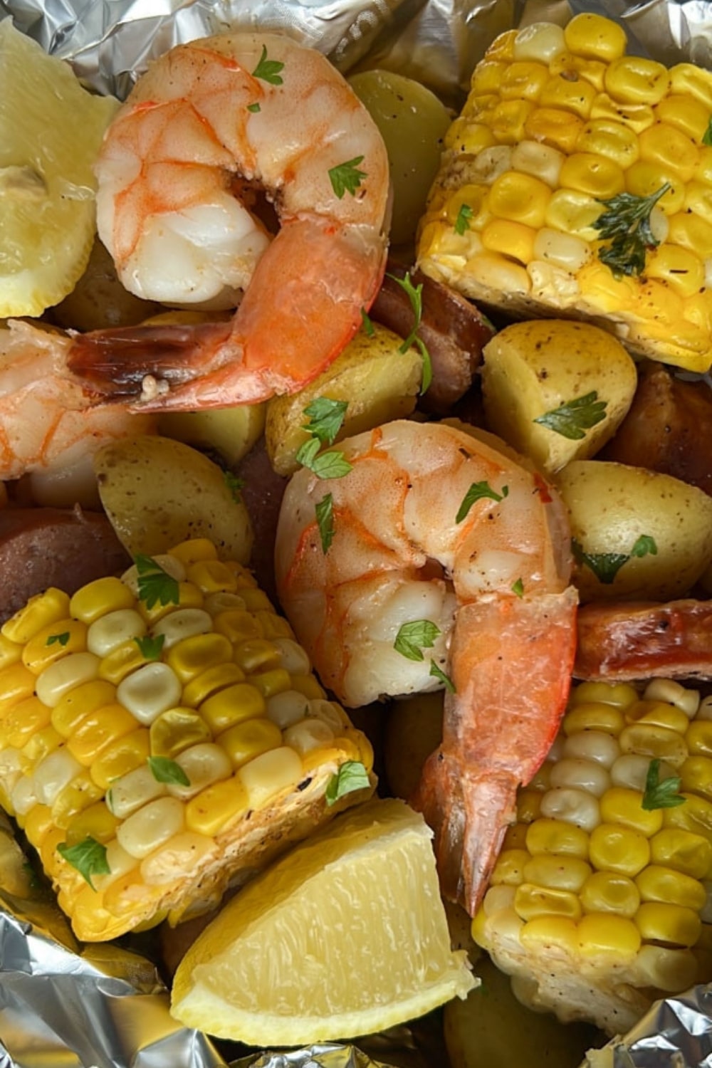 Close up photo of cajun shrimp boil packets