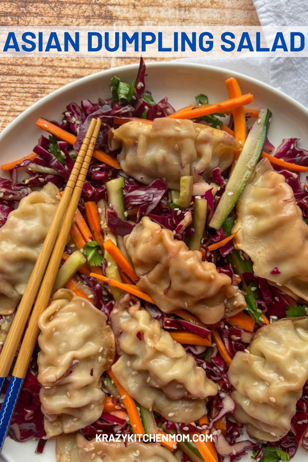 Packed with vibrant flavors and the perfect balance of textures, this Asian Dumpling Salad combines tender dumplings, crisp veggies, and a tangy ginger dressing for a fresh, irresistible twist on a classic comfort dish. via @krazykitchenmom