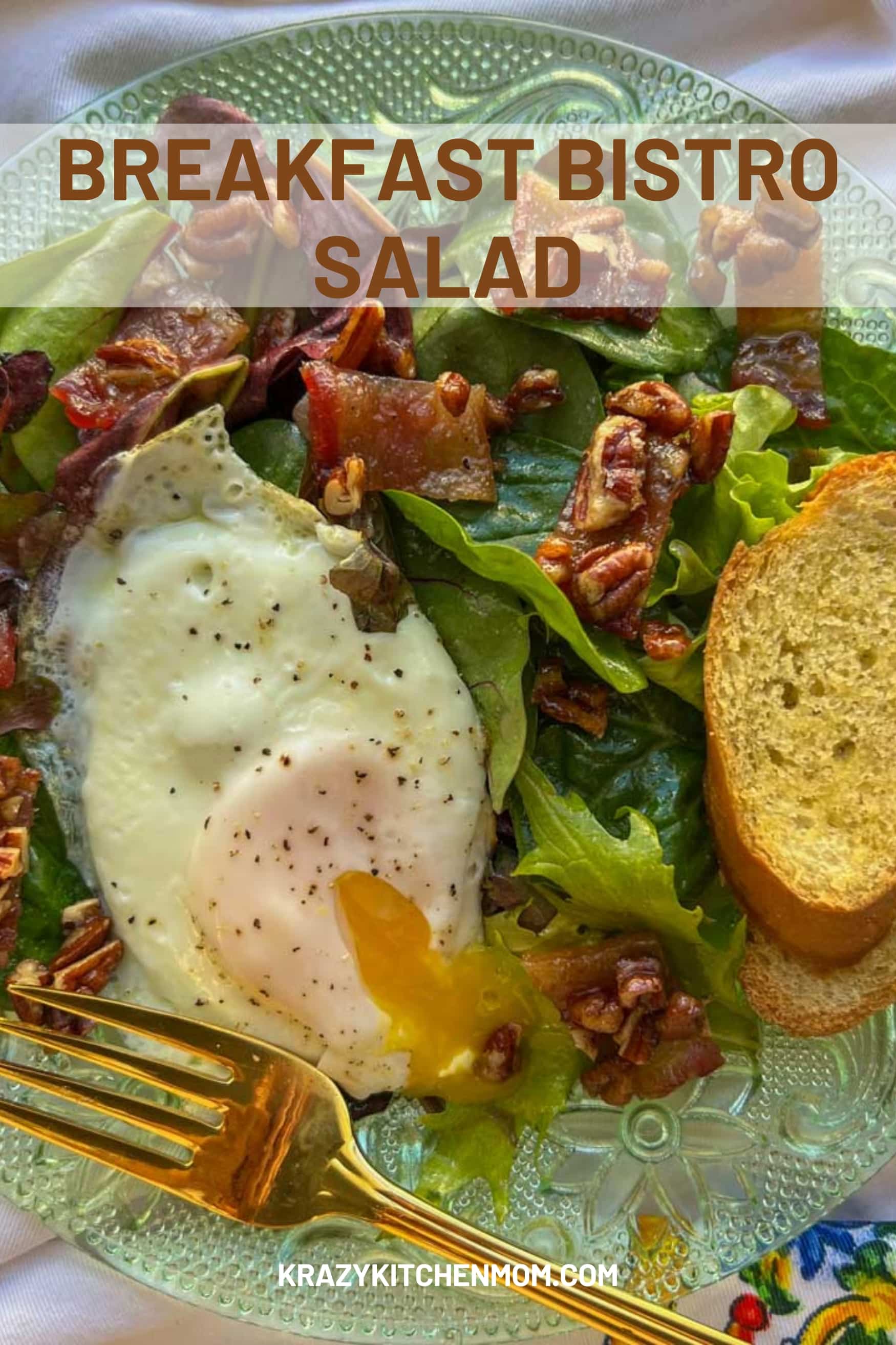 Start your day on a fresh note with this Breakfast Bistro Salad, a perfect mix of crisp greens, crispy flavor-packed bacon, and an egg. via @krazykitchenmom