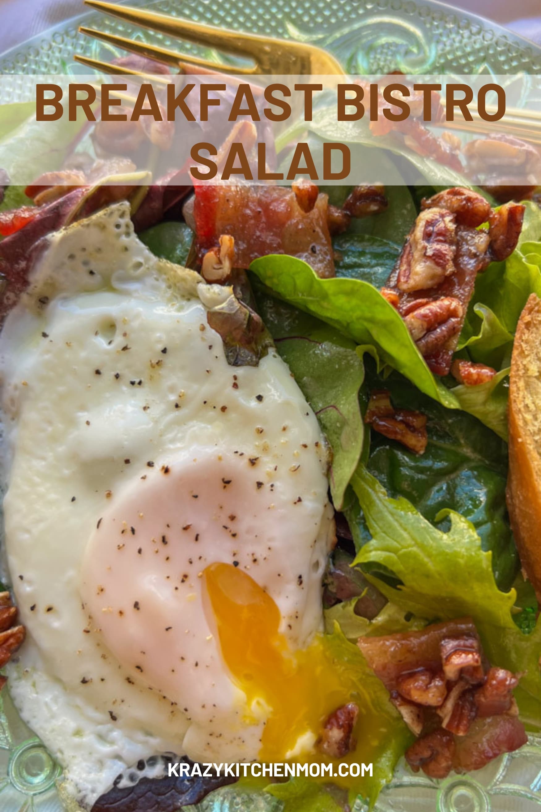 Start your day on a fresh note with this Breakfast Bistro Salad, a perfect mix of crisp greens, crispy flavor-packed bacon, and an egg. via @krazykitchenmom