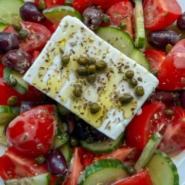 Greek feta salad on a plate