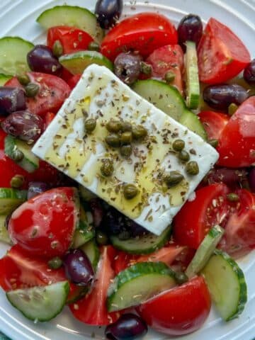 Greek feta salad on a plate