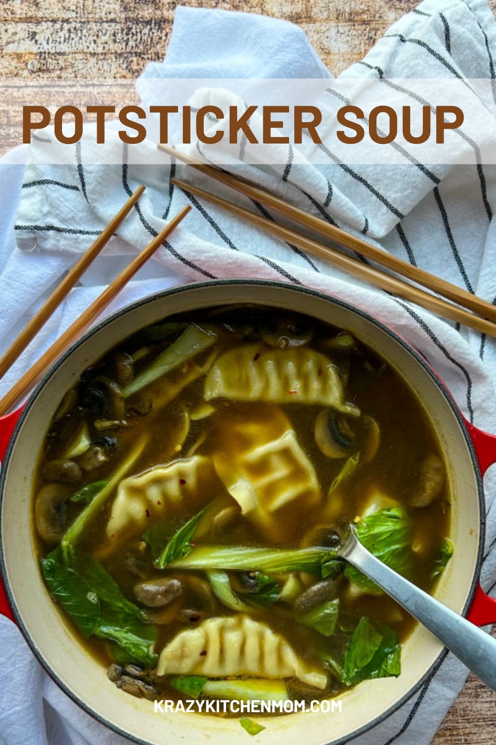 Packed with hearty vegetables, tender meat, and a rich, flavorful broth, potsticker soup is a deliciously comforting dish. via @krazykitchenmom