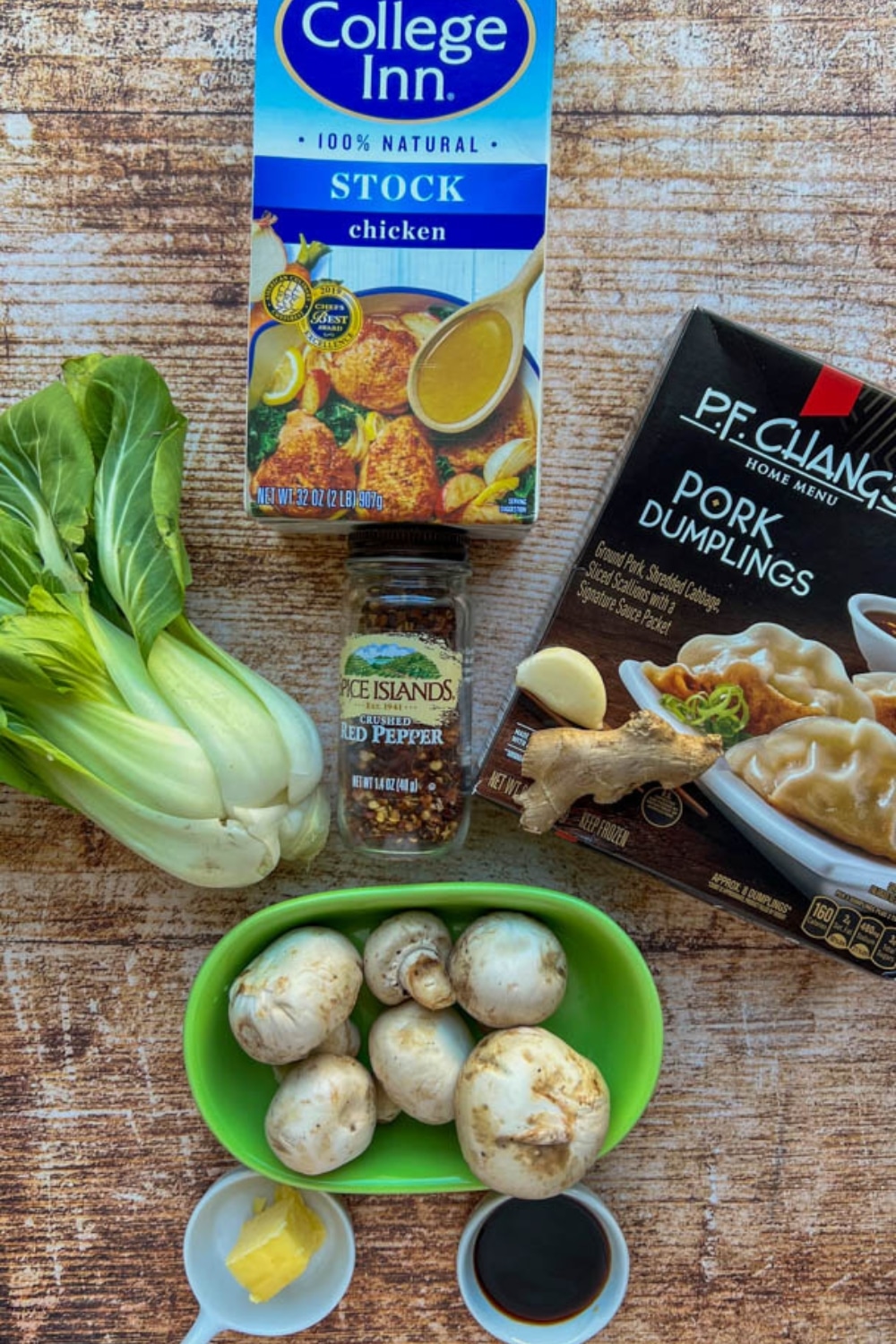 Ingredients needed to make potsticker soup