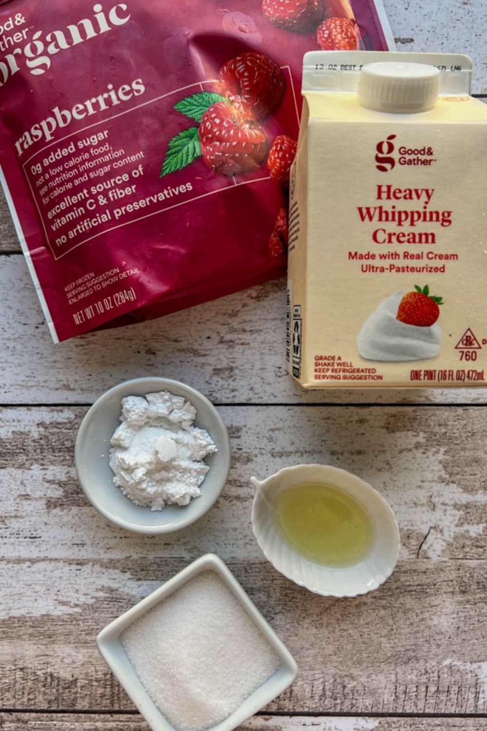 Ingredients to make Raspberry Fool Dessert
